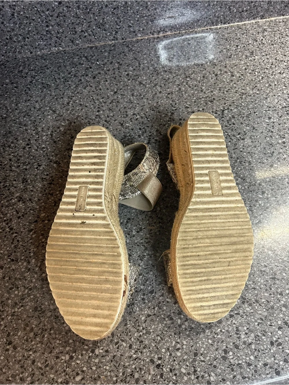 Anne Klein Snake-Print and Gold Wedge Espadrilles